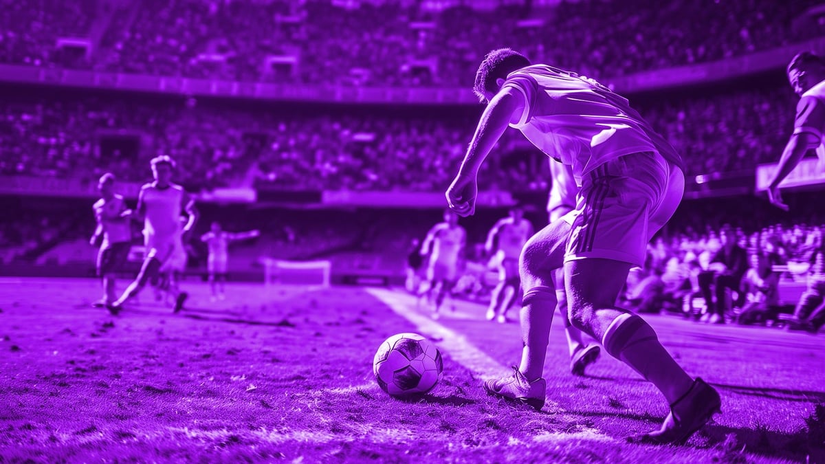 En spelare tar sats mot bollen i en av alla La Liga matcher.